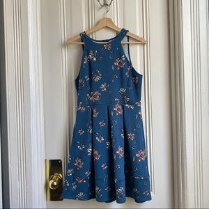 Xhilaration Teal and Pink Floral Print Dress